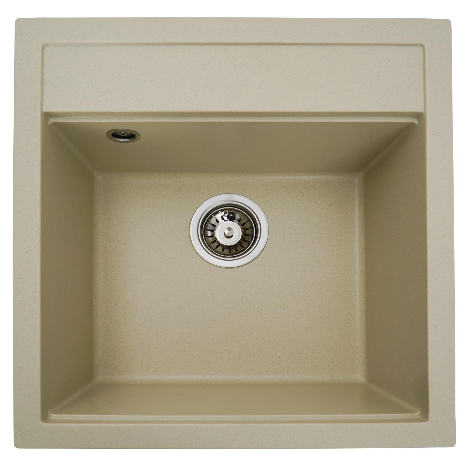 Мийка кухонна Platinum PLS-A27534 прямокутна гранітна 485x505 мм Бежевий (151146)