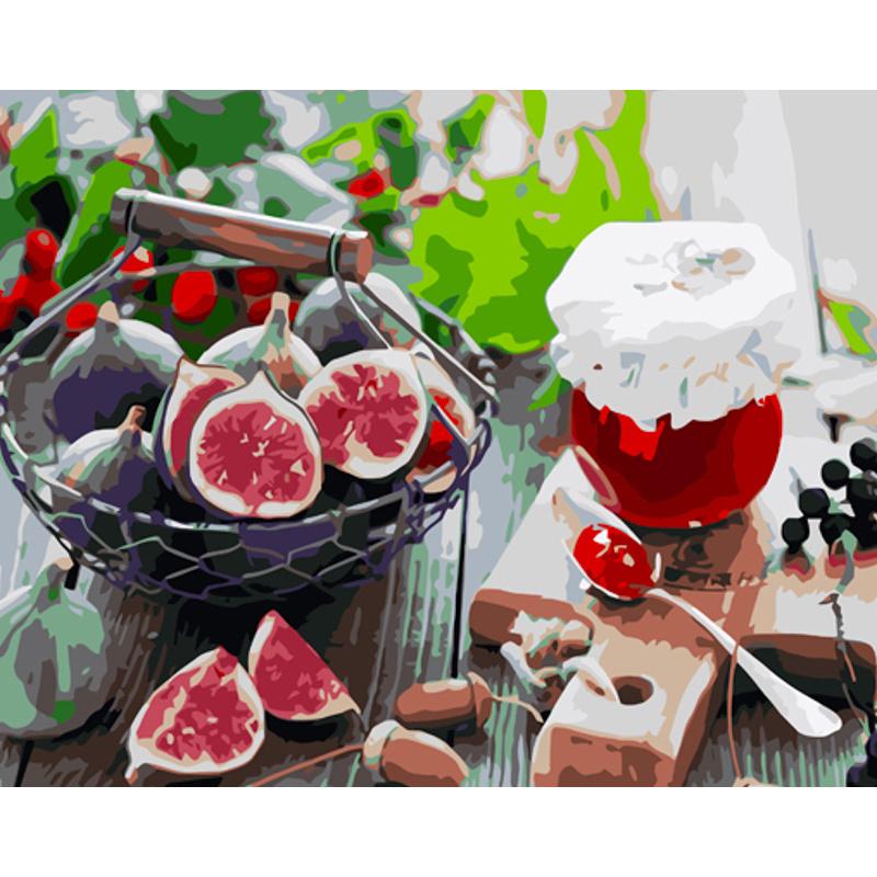 Картина по номерам Strateg Премиум Натюрморт с инжиром с лаком 40х50 см (GS1193)