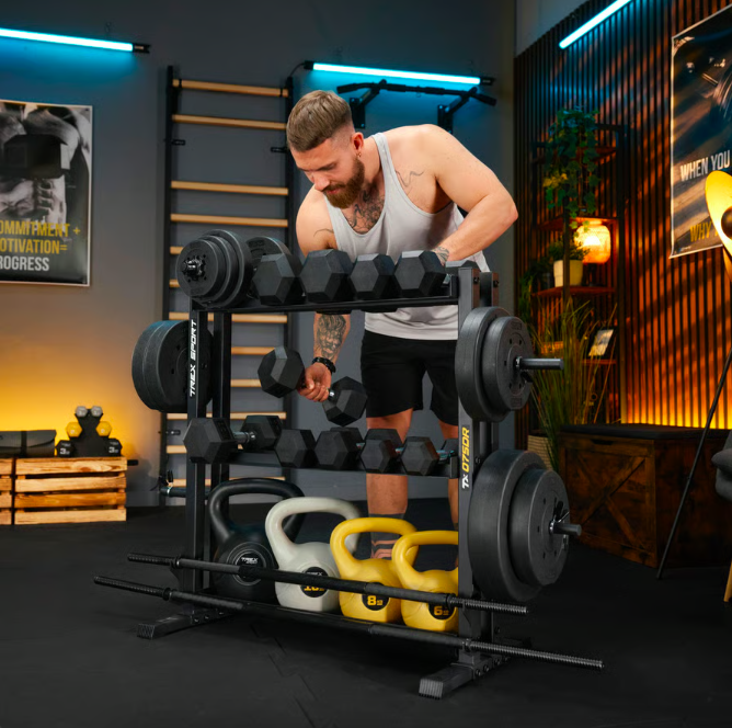 Стійка 3-рівнева TREX Sport TX-075DR для гантелей/грифів/гирь (5093) - фото 12