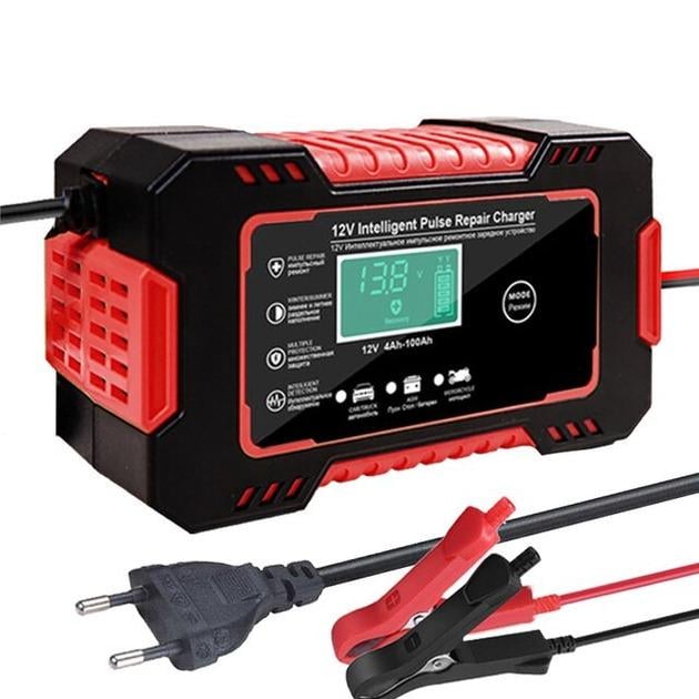 Зарядний пристрій Pulse Charger для автомобільного акумулятора з РК-дисплеєм 12 V/6 A 15х8,5 см (1651)