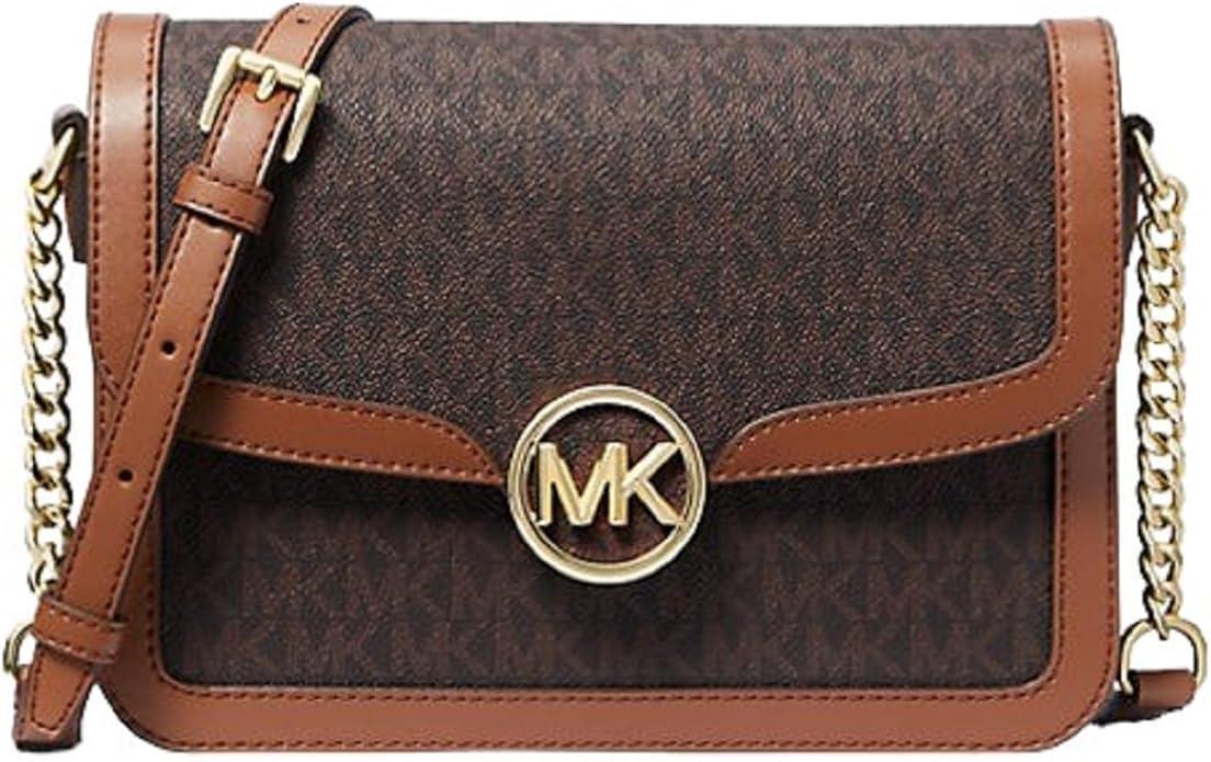 Женская сумка кросс-боди Michael Kors Leida Medium Signature Logo в подарочной упаковке Коричневый (2365628635)