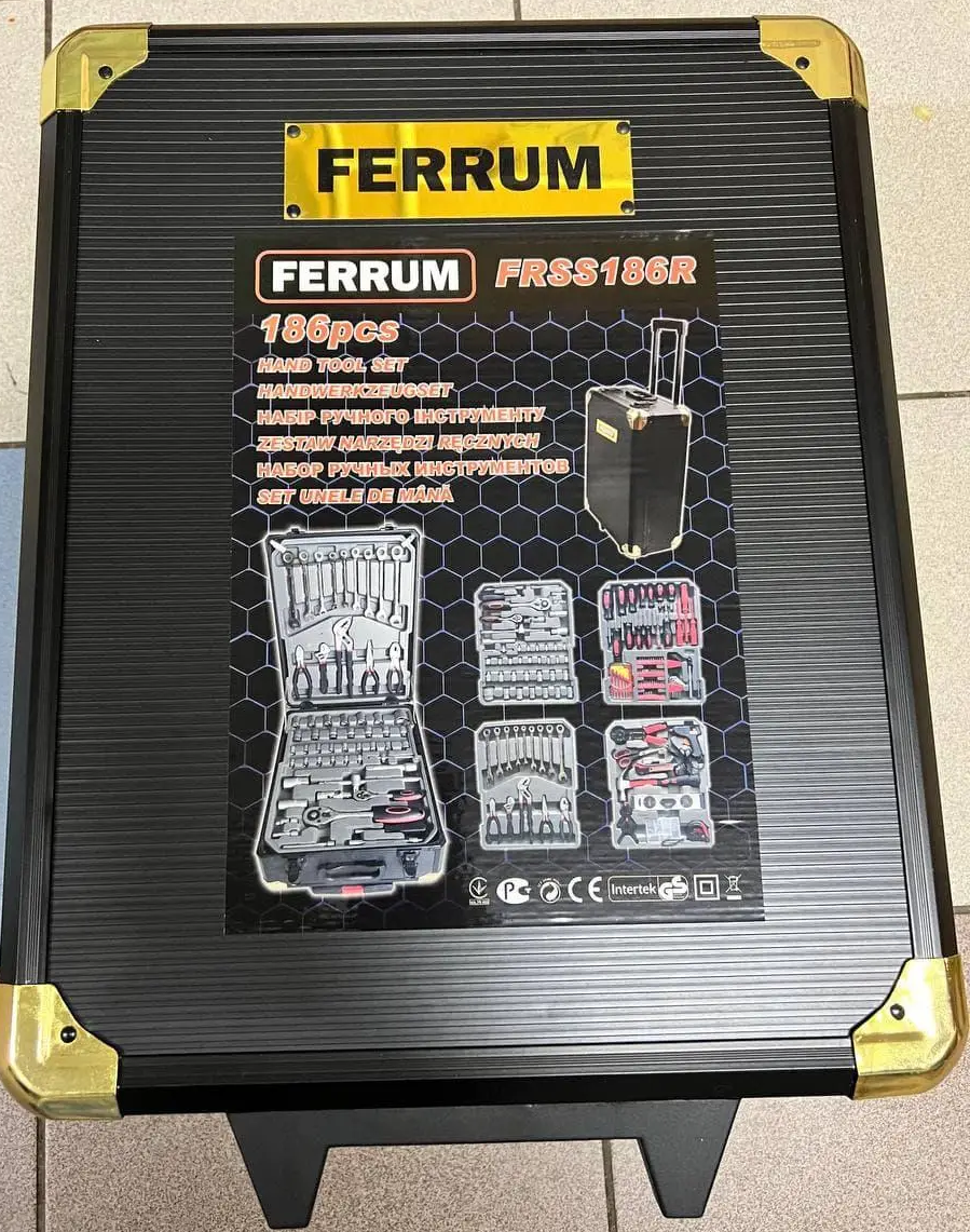 Набір інструментів FERRUM FRSS186R 186 од. в кейсі на колісницях + тріскачка - фото 2