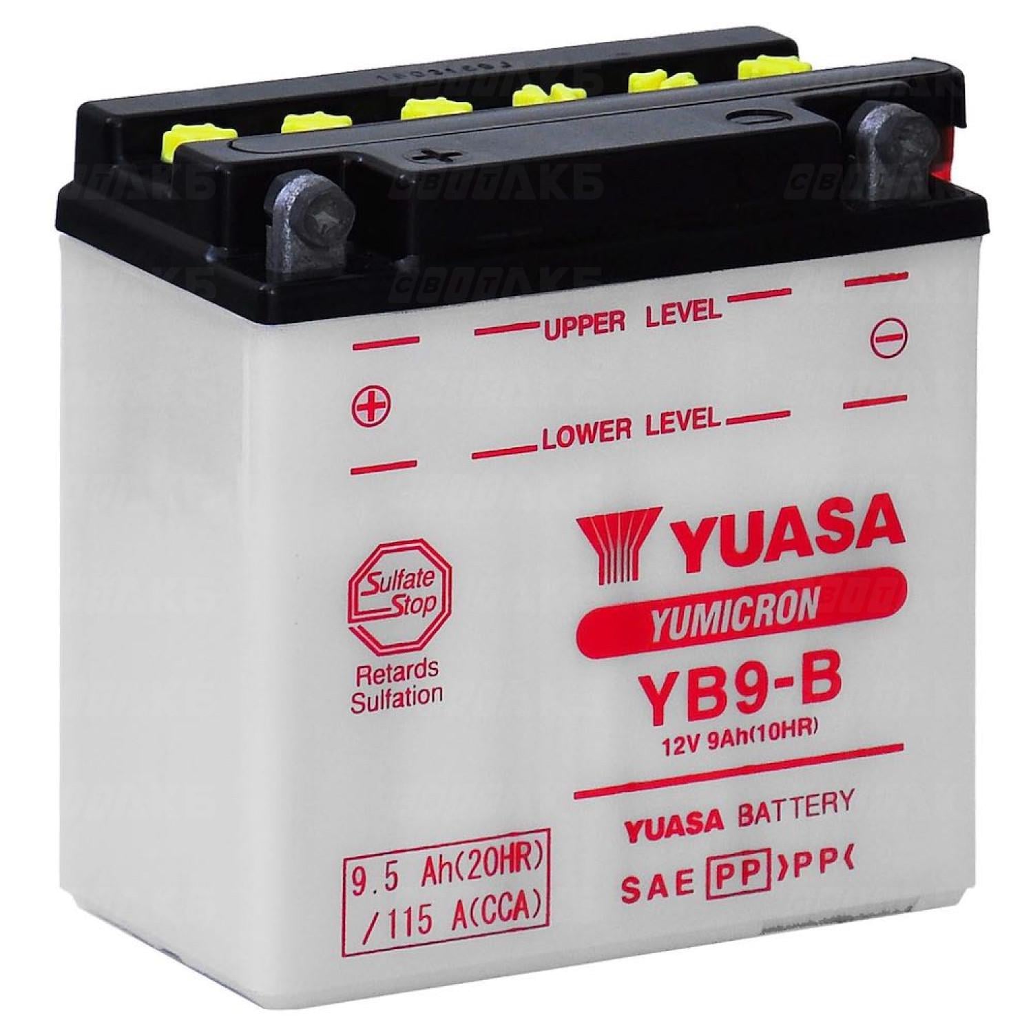 Аккумулятор YuasaBatteryEuropeGmb МОТО YuMicron Battery YB9-B сухозаряженный 12V 9,5Ah