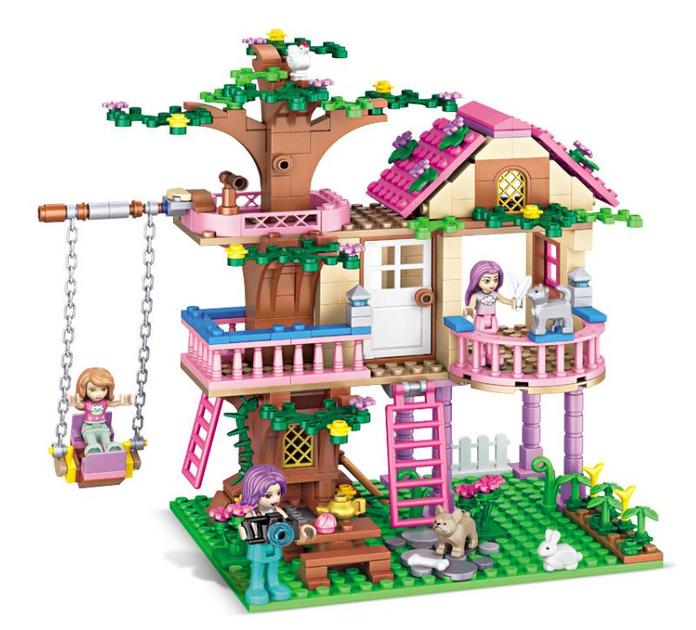 Конструктор для девочек Girls Friends Домик на дереве с куклами и животными 504 дет.
