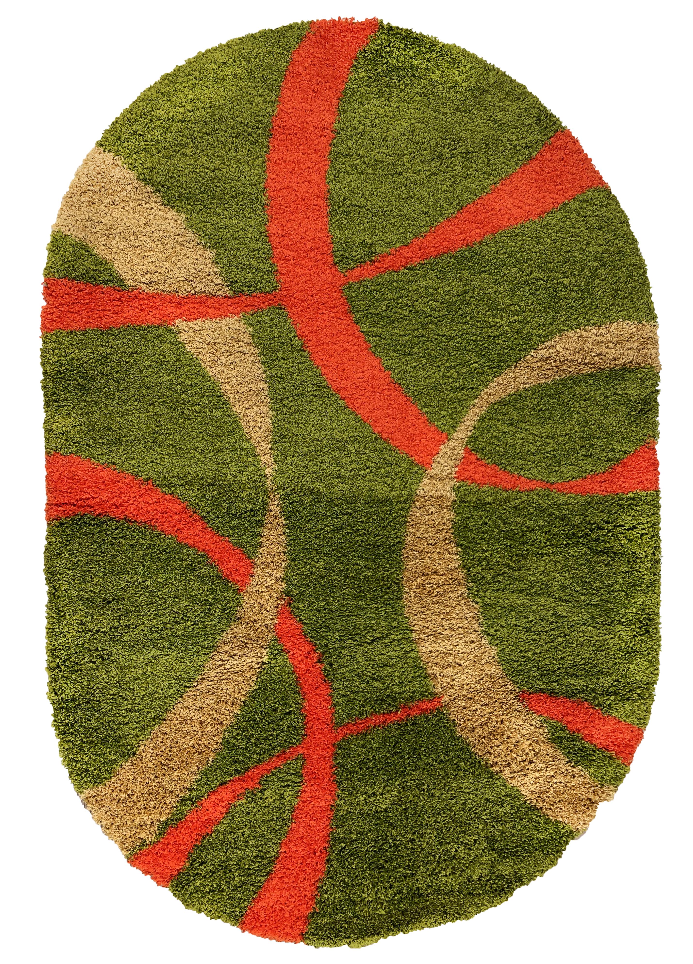 Килим з високим ворсом Super Lux Shaggy 200x300 см овал Зелений (7368D)