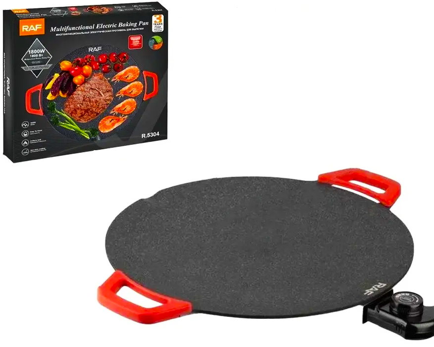 Сковорода гриль RAF R.5304 1800W с антипригарным покрытием 36 см (29367320)