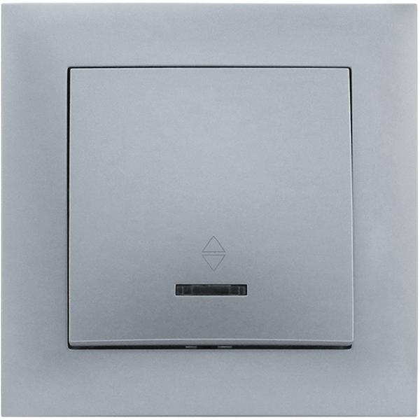 Выключатель одноклавишный проходной MARSHEL IDEAL VS10-302 с LED подсветкой Silver