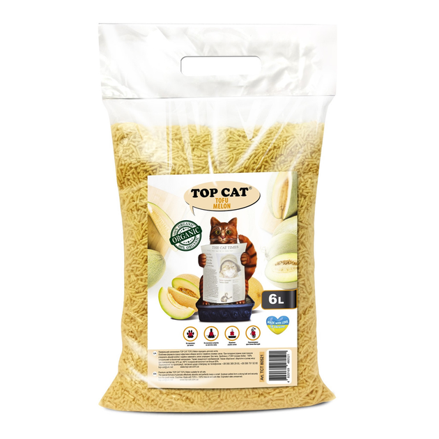 Наповнювач для котячого туалету Top Cat Tofu соєвий з ароматом Диня 6 л 2,5 кг