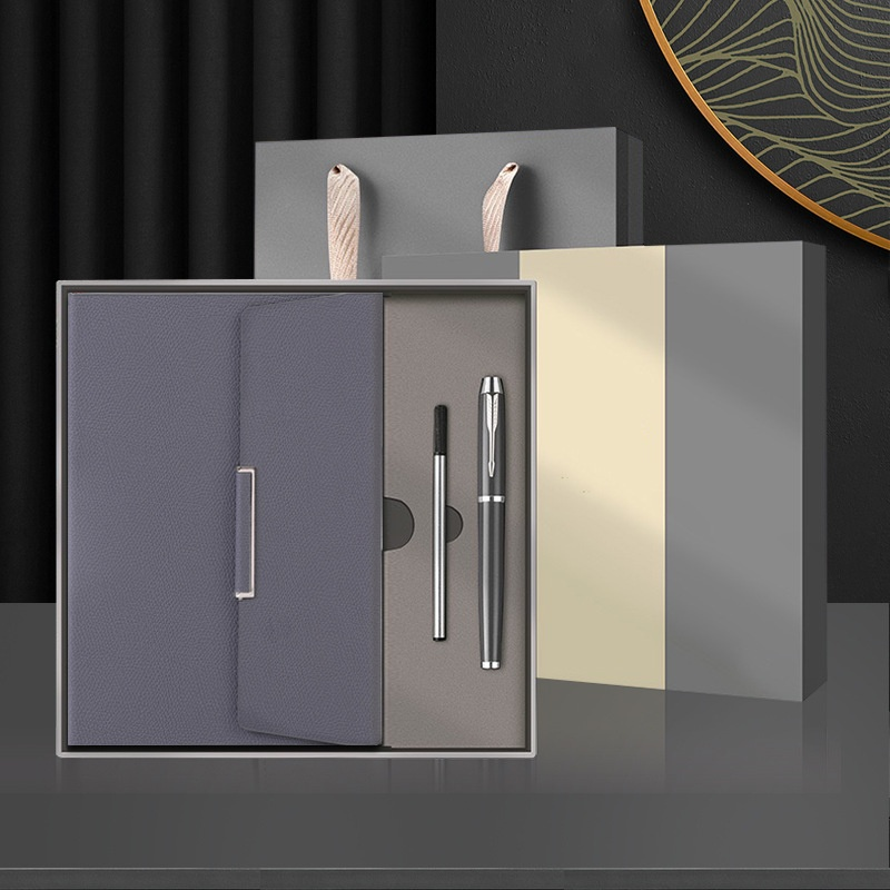 Подарочный набор блокнот с кольцевым механизмом и ручкой в коробке Grey (87975889)