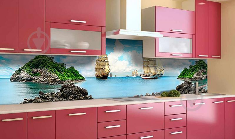 Наклейка виниловая кухонный фартук Zatarga "Корабли и Скалы" 600х2500 мм