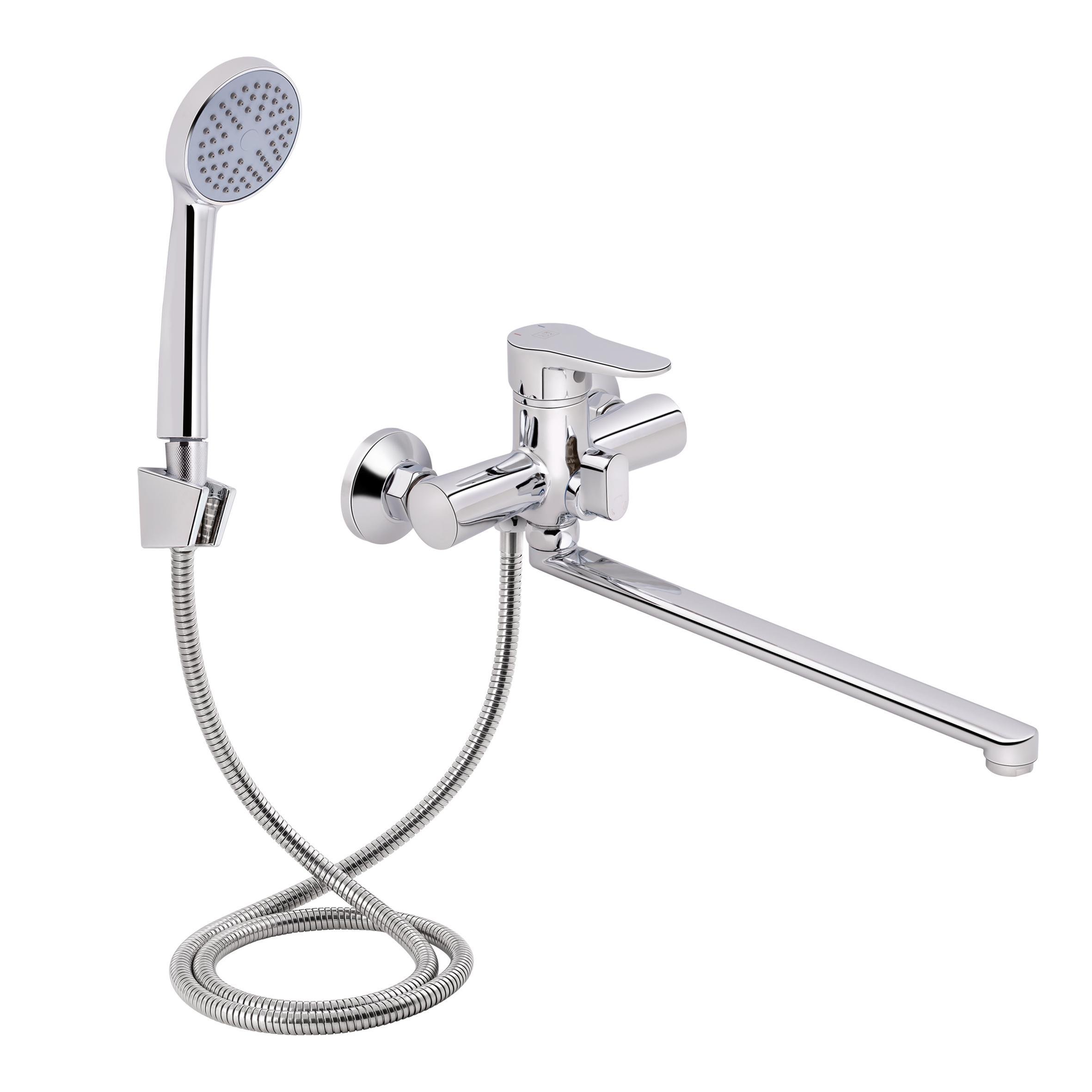 Смеситель для ванны Lidz Nicole 005 с поворотным изливом c душевым гарнитуром k35 Chrome (LDNIC005CRM22140)