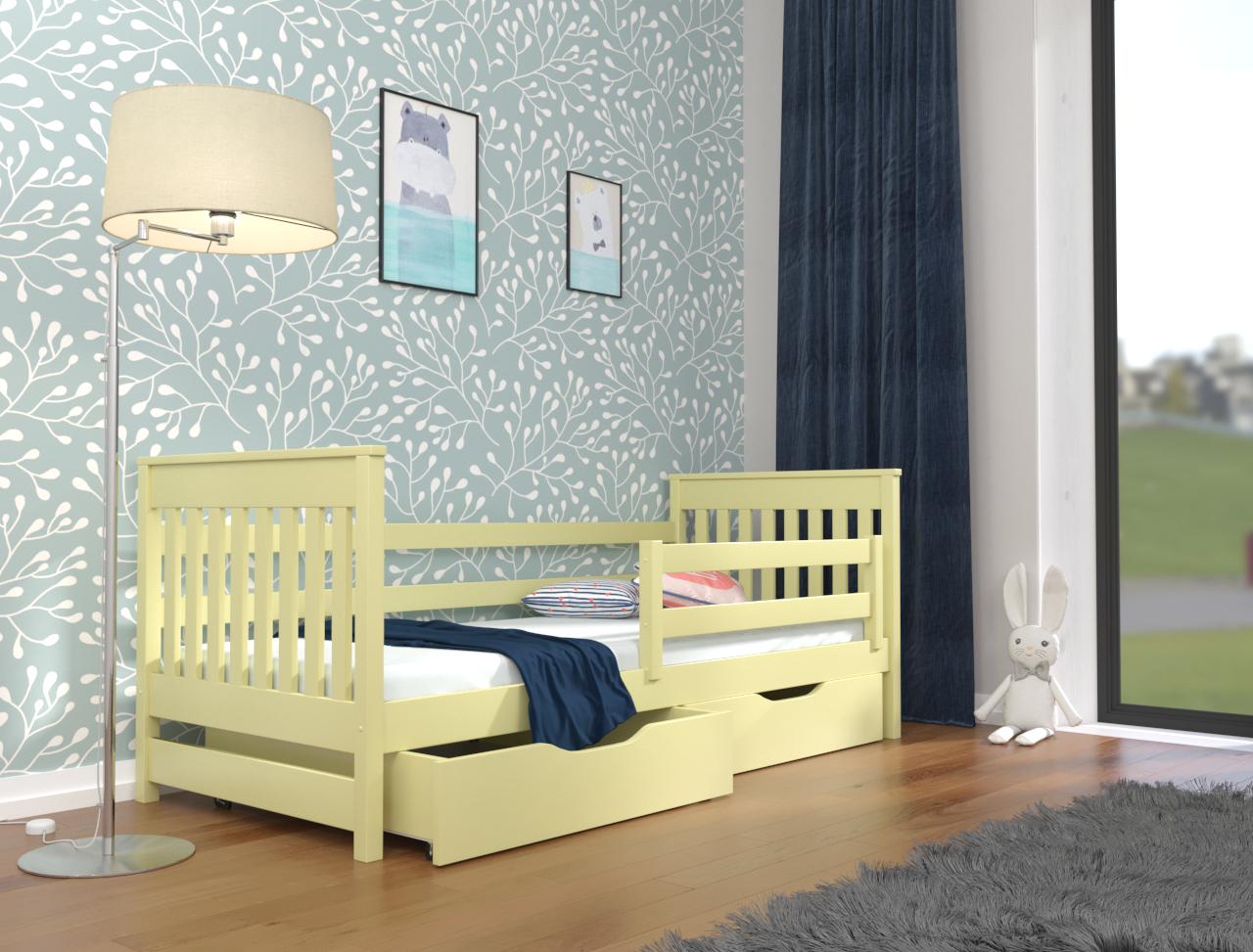 Кровать односпальная в детскую Luna mebli Адель с бортиком/ящиками 80x200 см Слоновая кость (19050001)