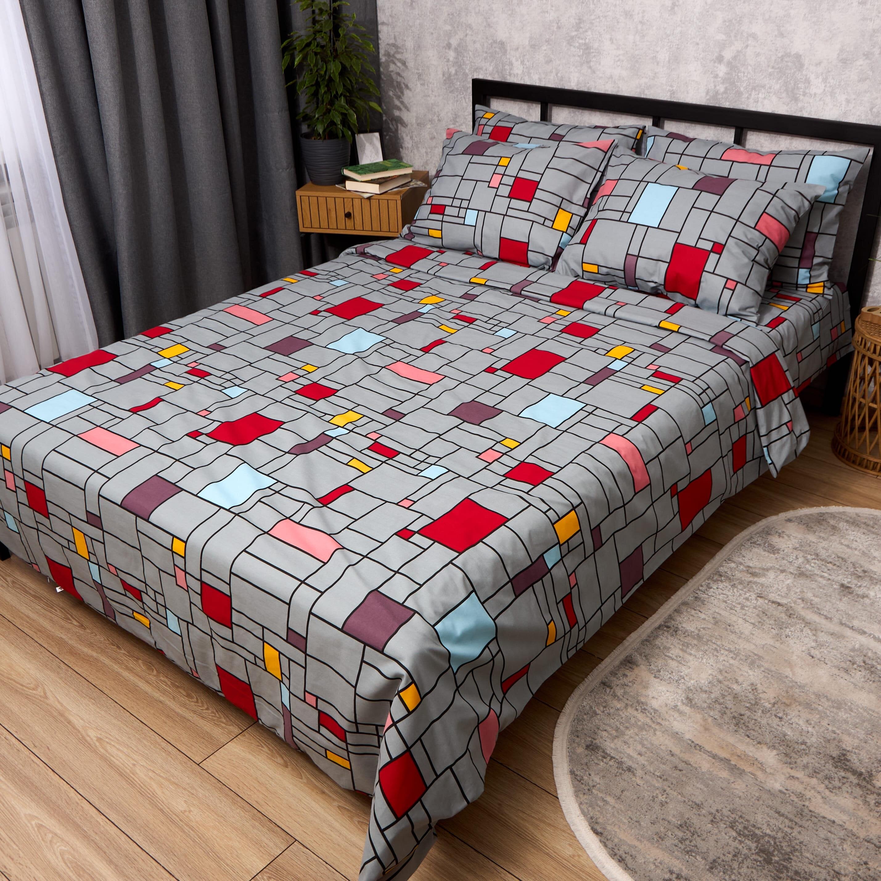 Комплект постельного белья Moon&Star Бязь Gold Люкс Color Grid King Size 220x240 см наволочки 2 шт. (MS-820013547)