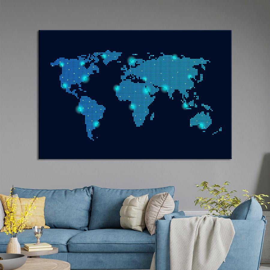 Картина карта Цифровая карта мира 51x34 см (A1321-1)