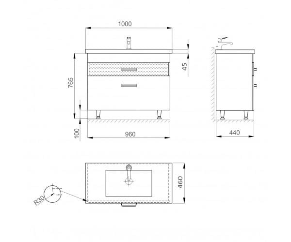 Тумба Sanwerk Сиерра с умывальником Сава 100 см Белый (MV0000914) - фото 6 Тумба Sanwerk Сиерра с умывальником Сава 100 см Белый (MV0000914) - фото 6