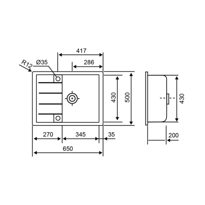 Мийка для кухні Lidz 650x500/200 COL-06 (LIDZCOL06650500200) - фото 2