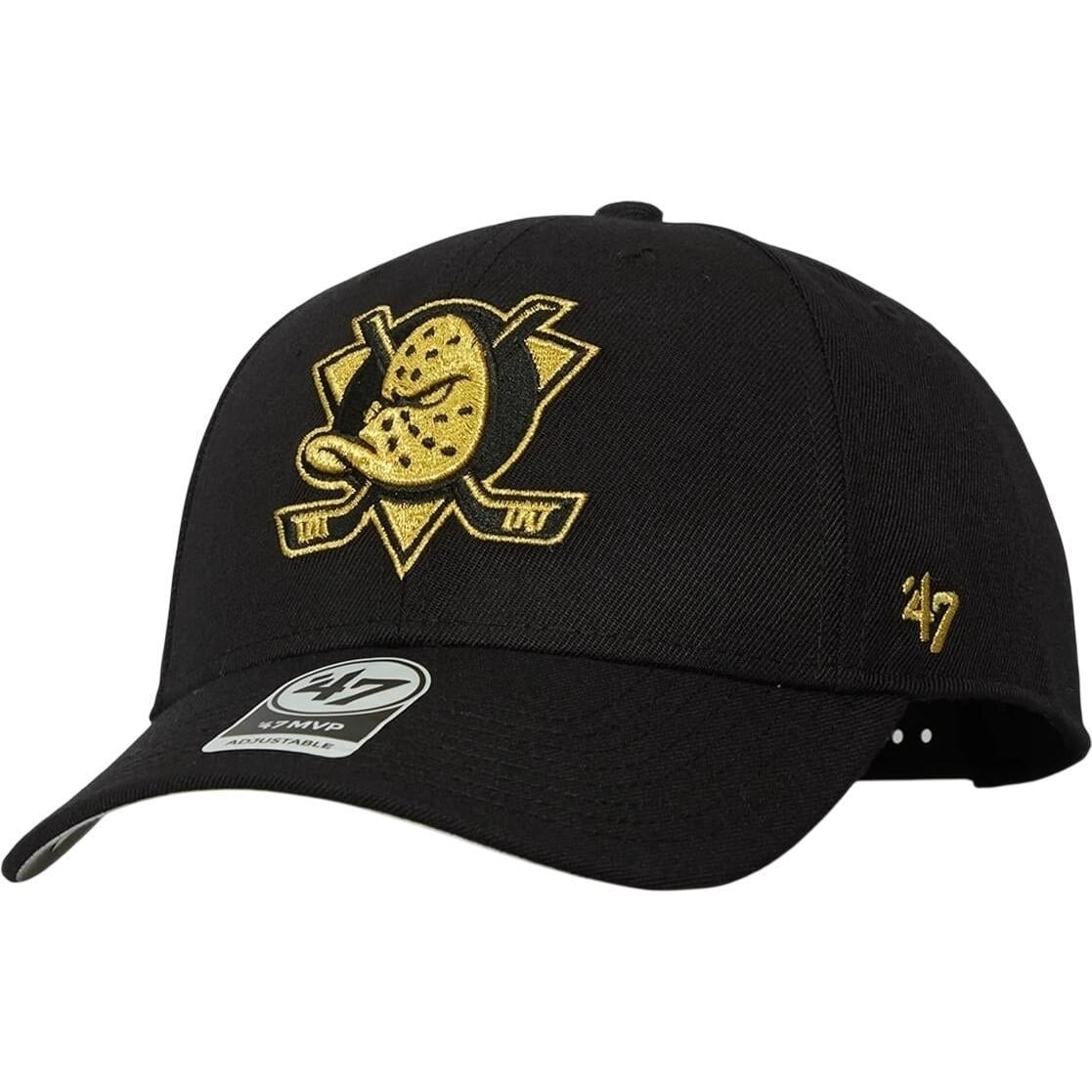 Кепка 47 Brand MVP ANAHEIM DUCKS METALLIC SNAP MTLCS25WBP-BKC Черно-золотой (63774)