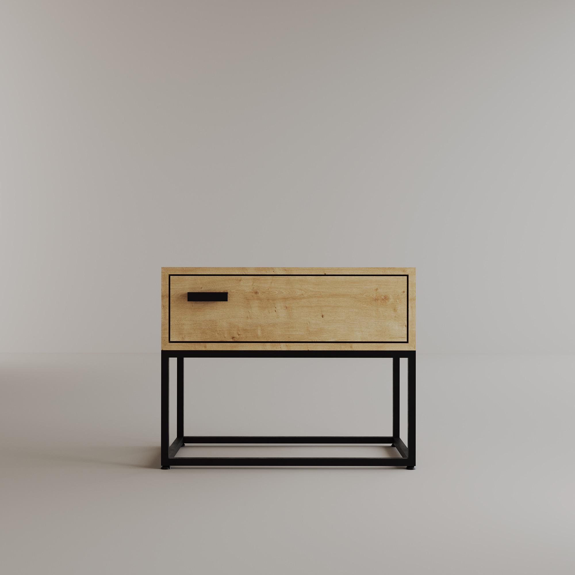 Тумба прикроватная из металла и массива ясеня PT1-MY 550х400х350 мм Тумба прикроватная из металла и массива ясеня PT1-MY 550х400х350 мм