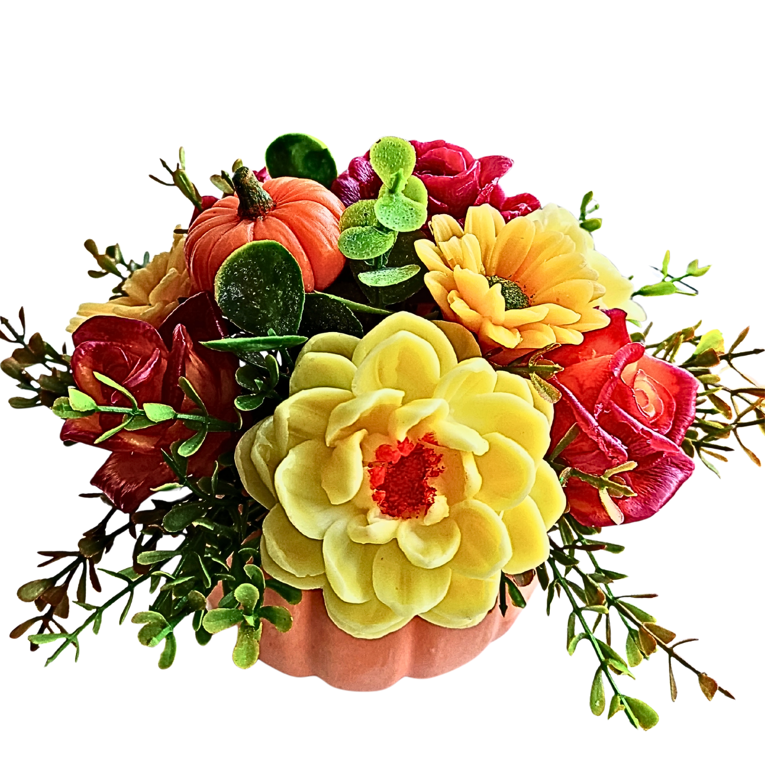 Букет цветов из мыла Bila Lileya Осенняя рапсодия в гипсовом кашпо тыковка (MB-00743)