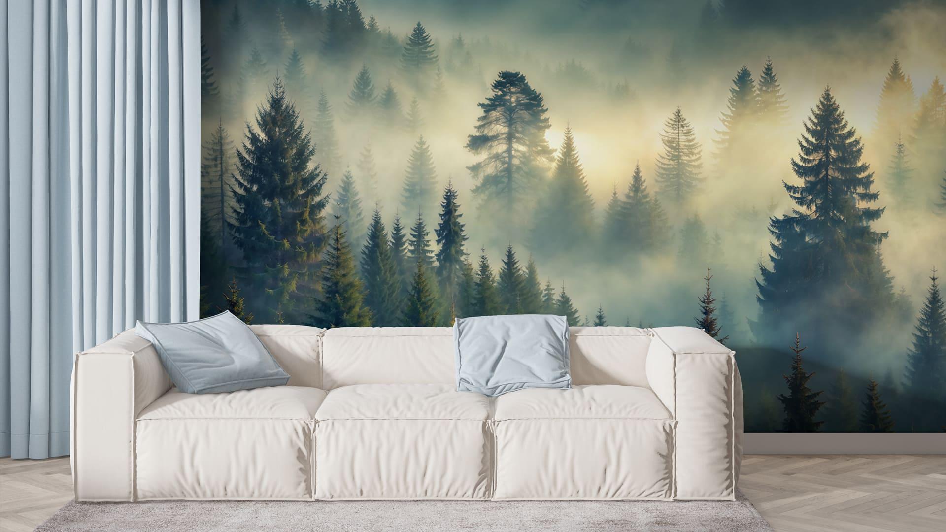 Фотообои флизелиновые Styleo Print-walls Лесной окутанный туманом 0207 300х200 см (Pw-0207)