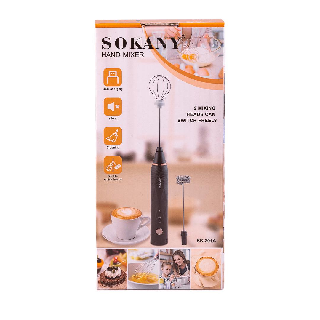 Капучинатор акумуляторний Sokany SK-201A безшумний з USB зарядкою 2 насадки 1200 мАч Чорний (2115547684) - фото 4