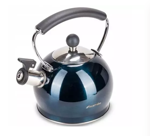 Чайник Kamille из нержавеющей стали со свистком 2 л Синий (0872) - фото 3