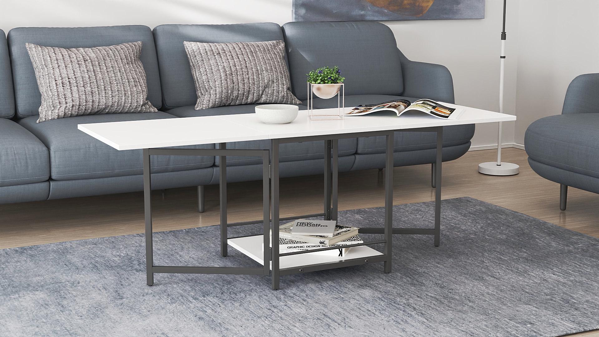 Стол журнальный трансформер Ferrum-decor Куб Комбо металл/ДСП 16 мм 650x540x532x500 мм Черный/Белый (FRD-105150) - фото 9