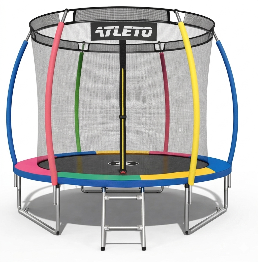 Батут дитячий Atleto 312 см із внутрішньою захисною сіткою та драбиною до 150 кг Multikolor (SI-A312CM0MULTI)