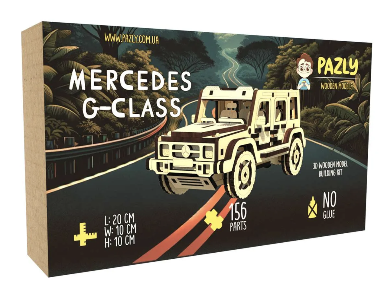 Конструктор-пазл механический из дерева 3D Pazly Mercedes G-Class Гелик 156 деталей