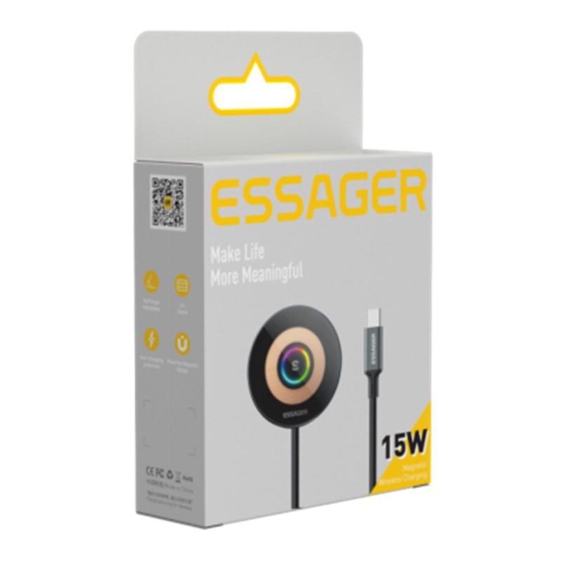 Автодержатель для телефона с БЗП Essager Arpege 15W Magnetic Wirless Car Charger с Phone Holder Function Standard Version Black (EZJCX-GY01A-Z)