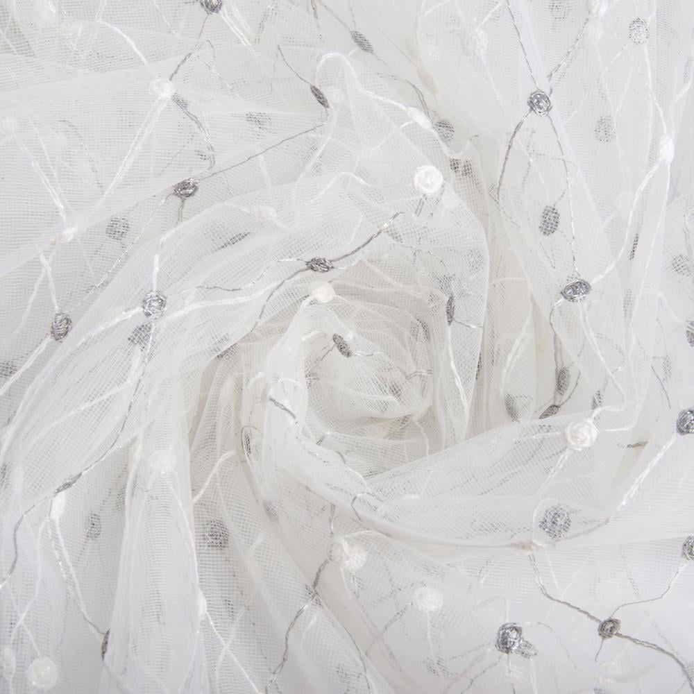 Ткань тюль фатин с вышивкой V-KRM-GRI (22957)