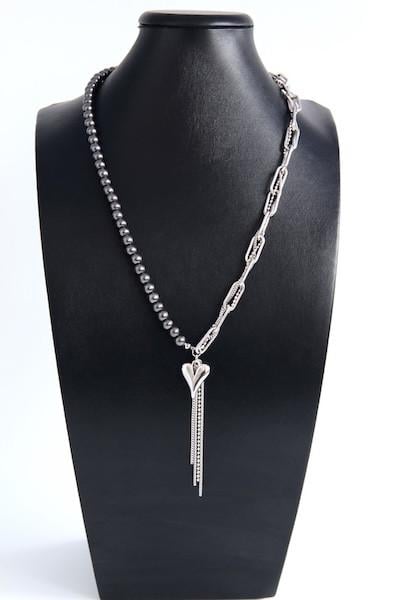 Кольє ланцюжок з натуральним гематитом та підвіскою серце Корделія Ручна робота