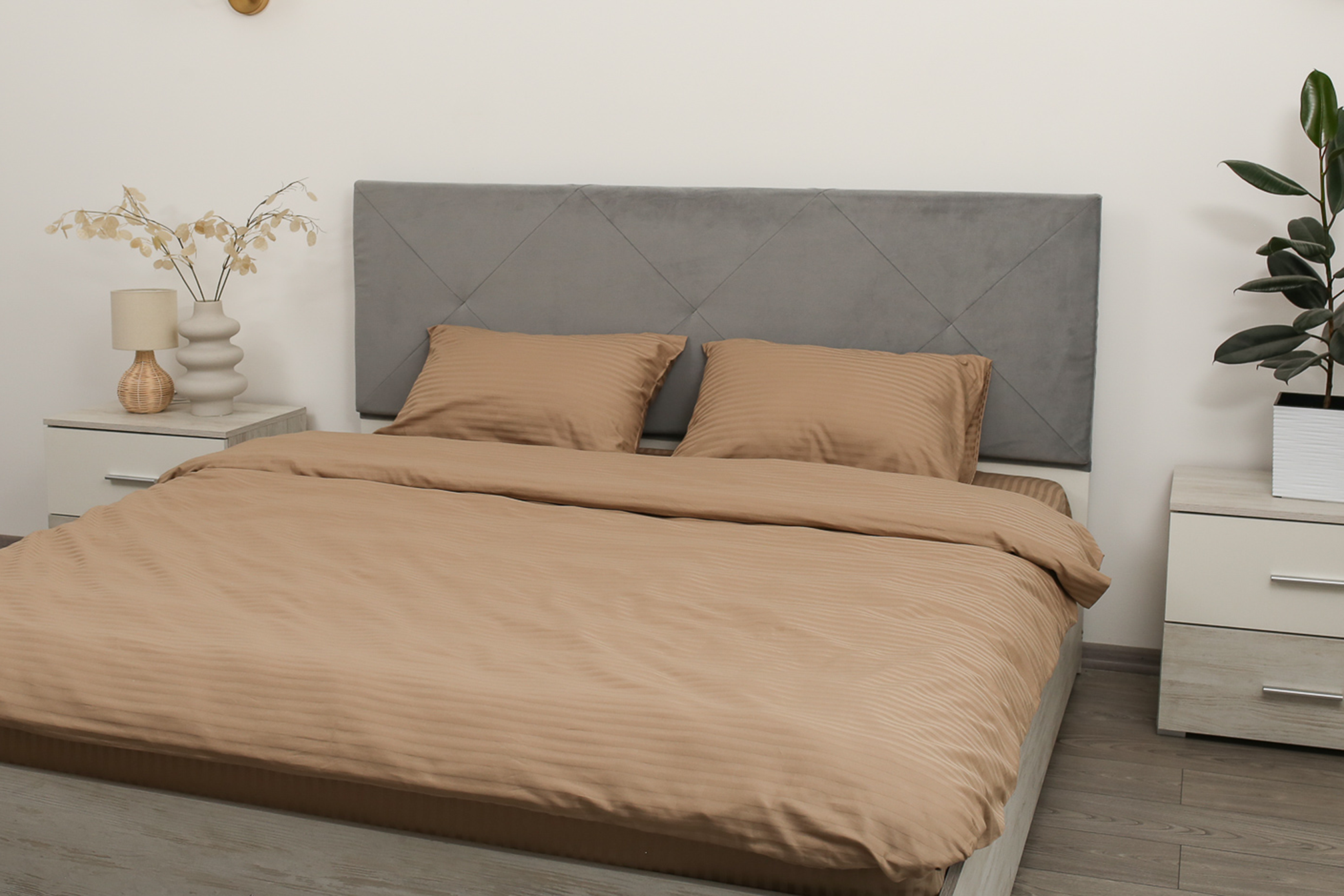 Комплект постельного белья евро Amore natural1310 страйп-сатин Песочный (KPB-Ae-STLux-natural1310 70x70_) - фото 4 Комплект постельного белья евро Amore natural1310 страйп-сатин Песочный (KPB-Ae-STLux-natural1310 70x70_) - фото 4