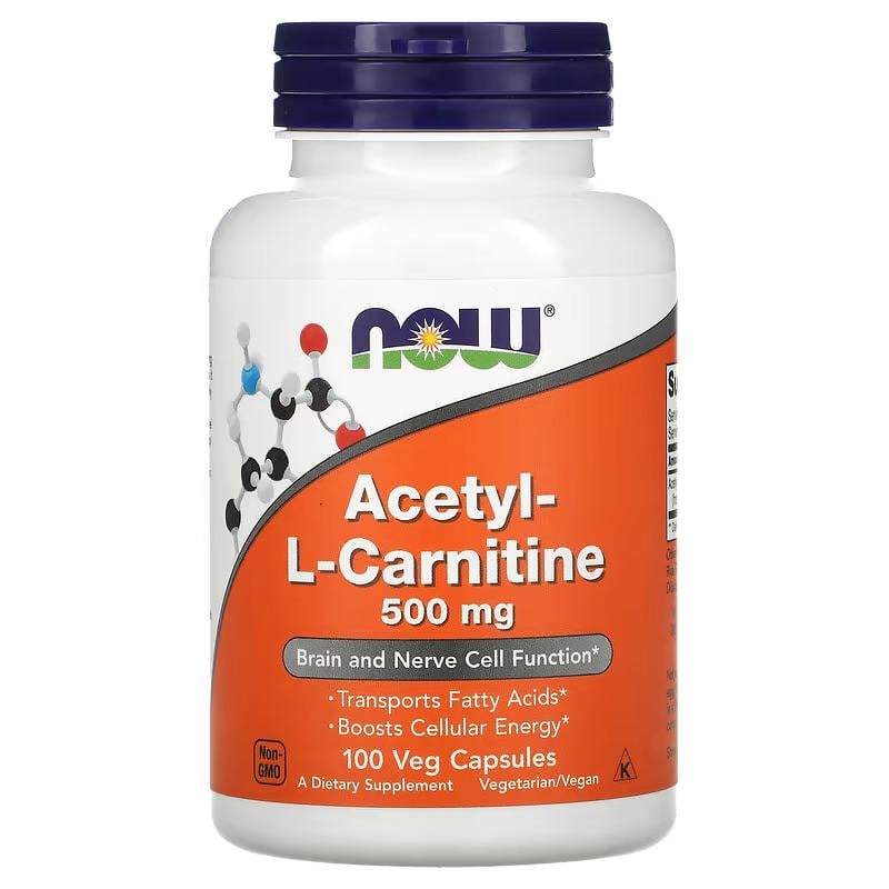 Ацетил-L-карнитин NOW Acetyl-L-Carnitine 500 мг 100 капсул