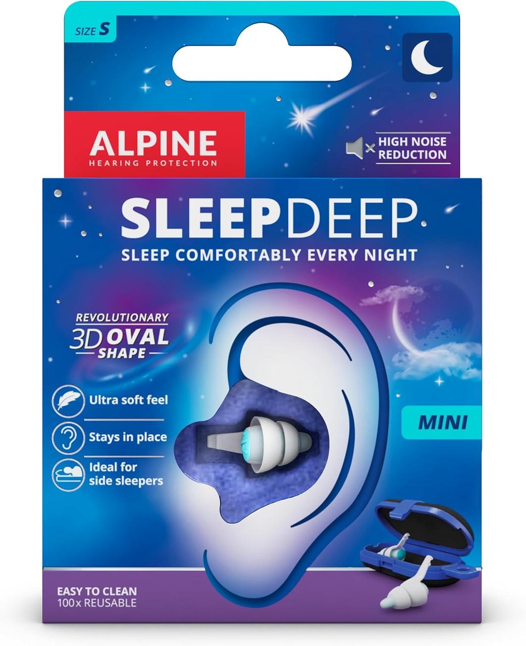 Беруши многоразовые для сна Alpine Sleep Deep S с футляром SNR 27 дБ (2434477516)