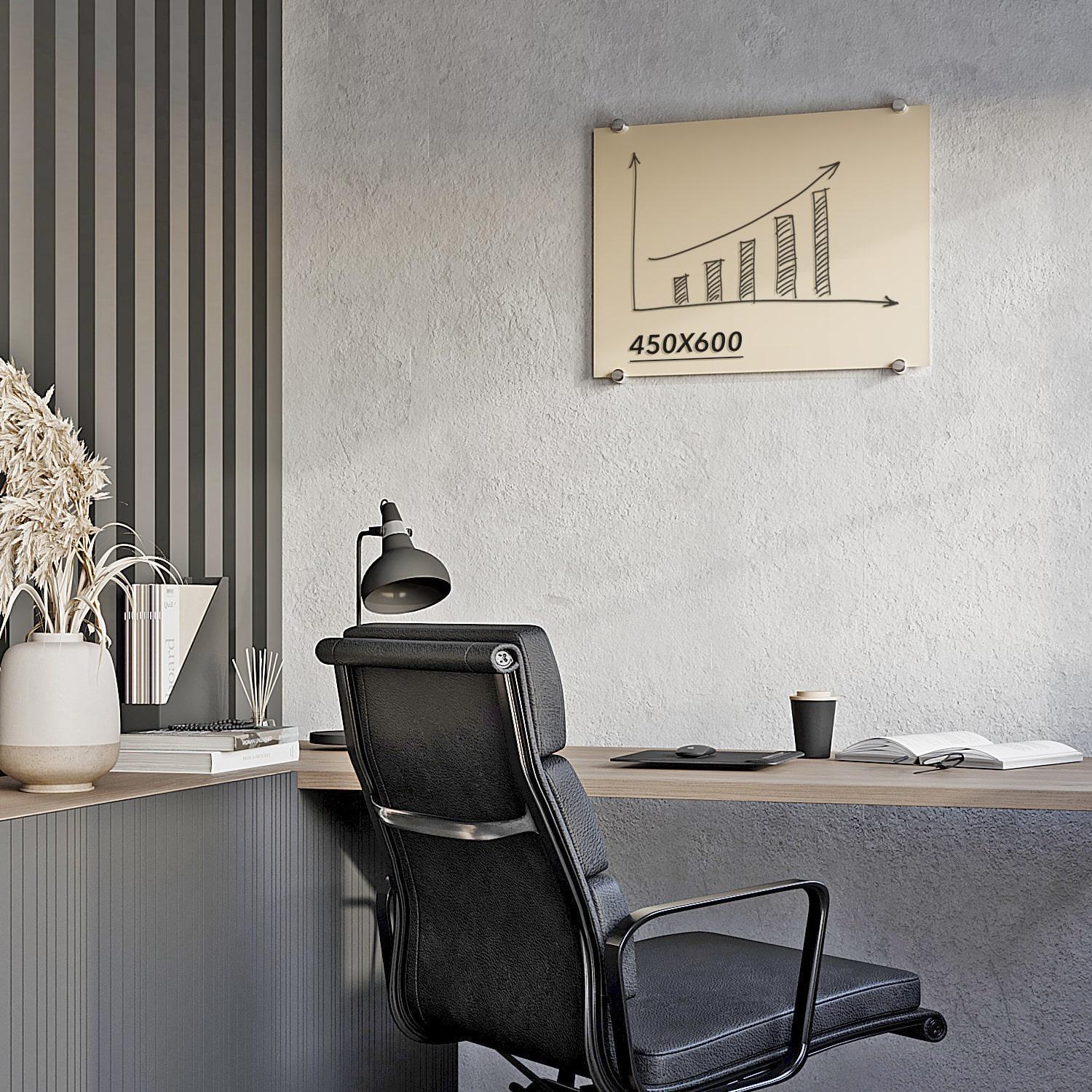 Дошка скляна маркерна магнітна 600х450 мм Бежевий