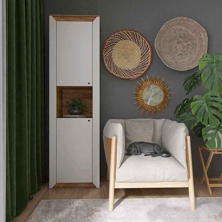 Пенал открытый Эверест Нордик-600 Дуб крафт золотой/Белый (е-20654)