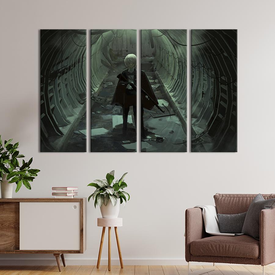 Картина на холсте Опасная аниме-девушка с оружием 209x133 см (1430-41)