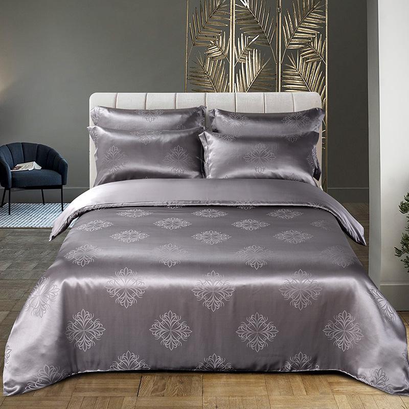 Комплект постельного белья Silk Kiss King Size Дамаск 200x230 см Серый (12765345)