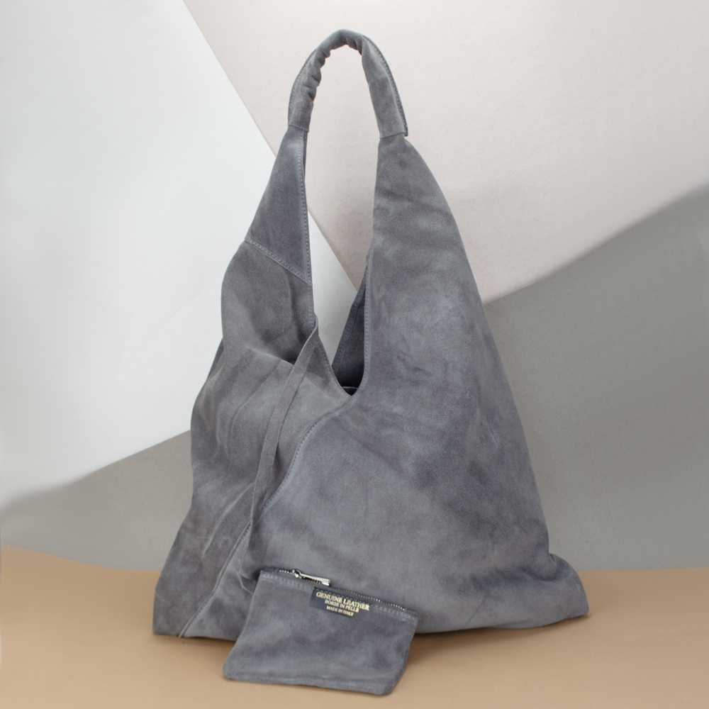 Сумка-шопер жіноча Virginia Conti 03801 замшева з гаманцем Темно-сірий (2413051985) - фото 1 Сумка-шопер жіноча Virginia Conti 03801 замшева з гаманцем Темно-сірий (2413051985) - фото 1