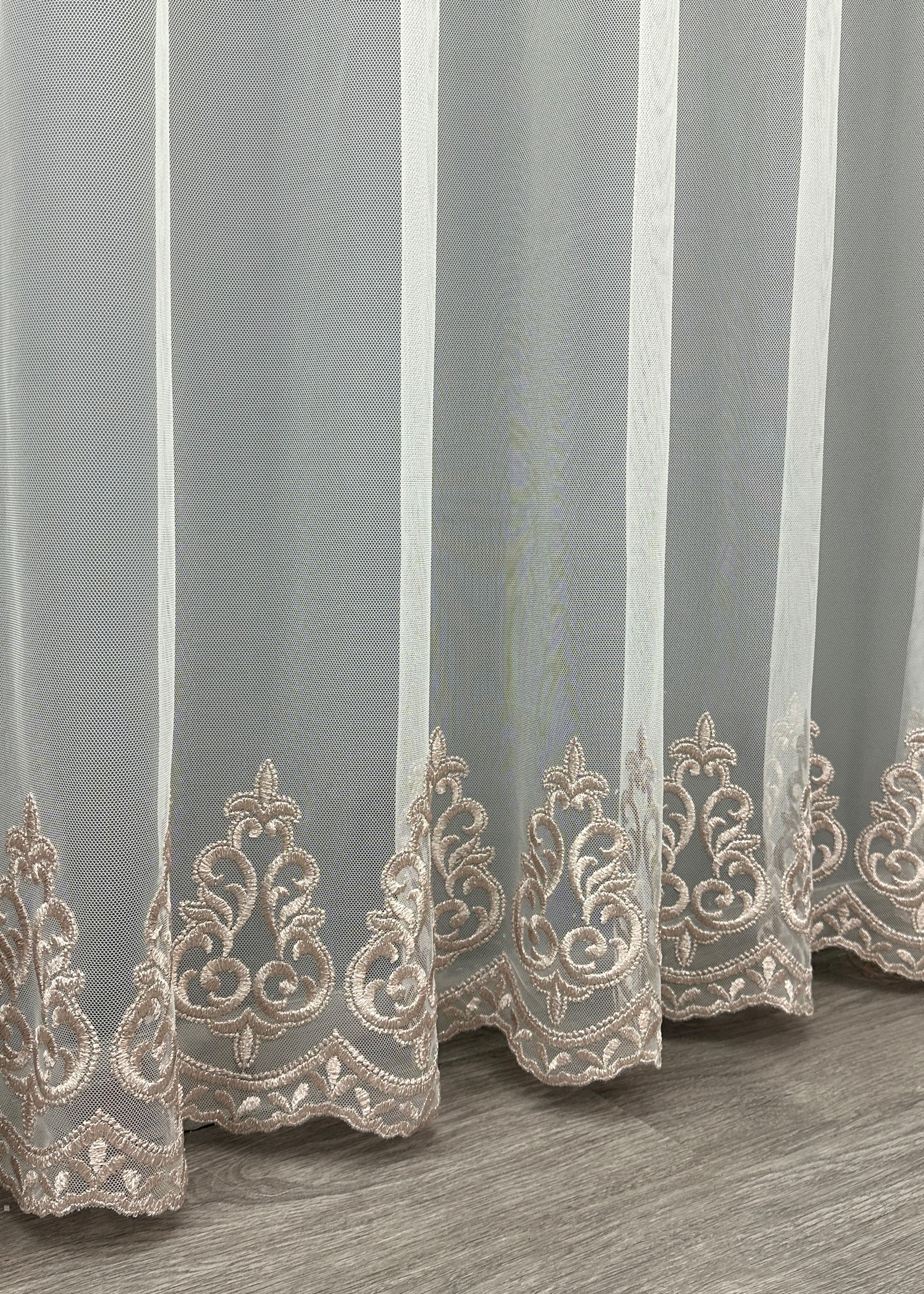 Тюль VR-Textil 1695т Грек-сітка з вишивкою та люрексом 300х270 см Молочний/Пудровий (42-0736) - фото 8 Тюль VR-Textil 1695т Грек-сітка з вишивкою та люрексом 300х270 см Молочний/Пудровий (42-0736) - фото 8