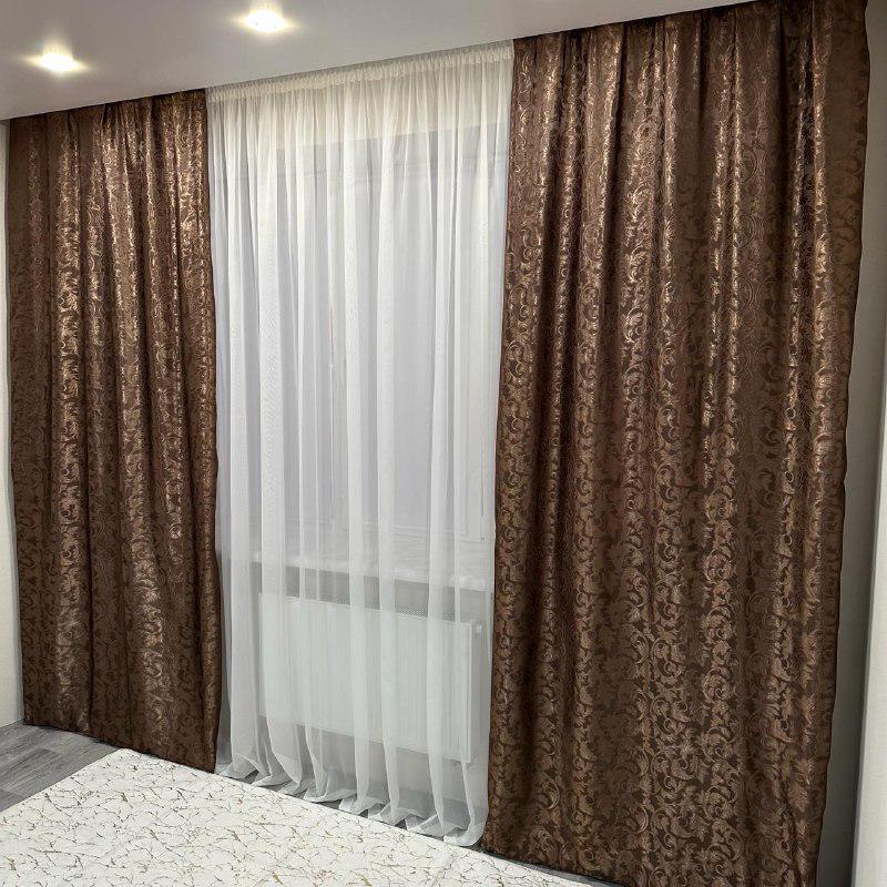 Штори Севілья жаккардові 1,5 х2, 7 м 2 шт. Шоколадний (Севілья-1) - фото 1 Штори Севілья жаккардові 1,5 х2, 7 м 2 шт. Шоколадний (Севілья-1) - фото 1