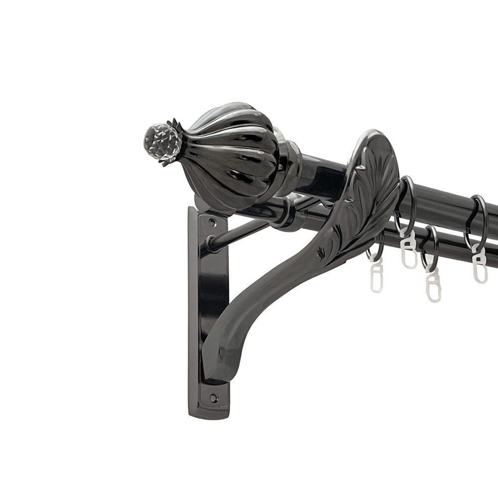 Карниз Orvit Таджа-Кристал металевий дворядний ретро гладка труба кільце металеве 25/19 мм 200 см Онікс (00-00021524) - фото 1