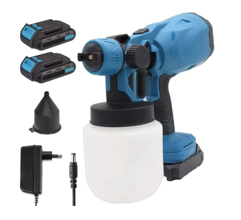 Фарбопульт пневматичний акумуляторний Krafftec 48V/2 Ah 600W з двома акумуляторами та резервуаром 800 мл Синій (112) Фарбопульт пневматичний акумуляторний Krafftec 48V/2 Ah 600W з двома акумуляторами та резервуаром 800 мл Синій (112)