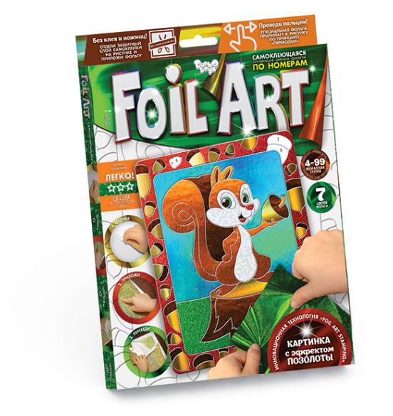Детская аппликация разноцветной фольгой FOIL ART Белочка