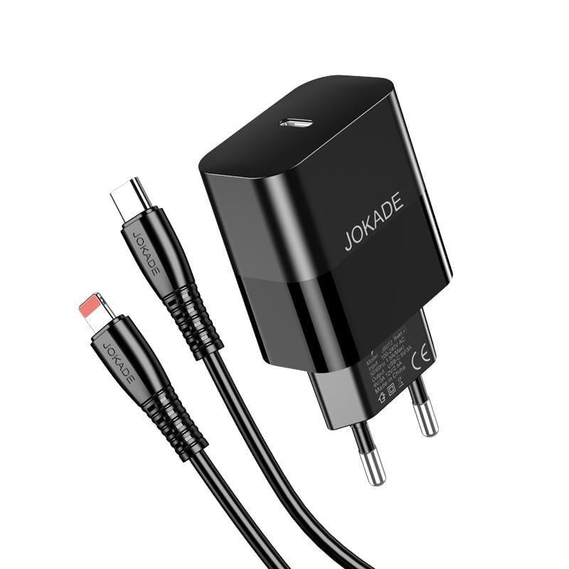 Мережевий зарядний пристрій Jokade JB073 USB-C/30W та кабель Type-C-Lightning Чорний (844734)