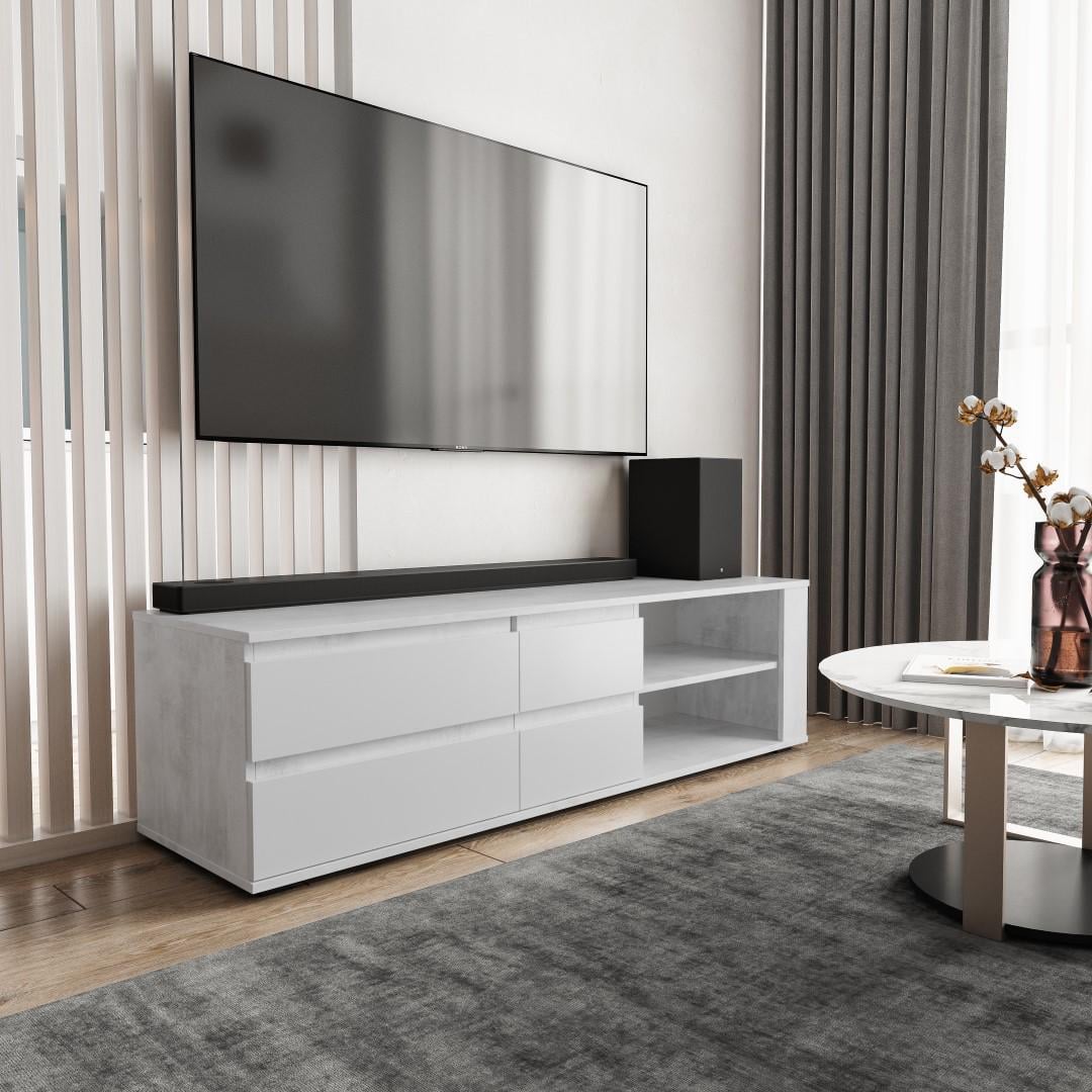 Тумба Moreli T-205 1500x430x450 мм Бетон тефра/Білий (36490933)
