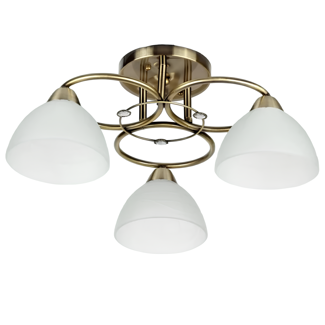 Люстра Svet с тремя плафонами из стекла под лампу Е27 Белый/Бронзовый (SH-1018/3 AB)