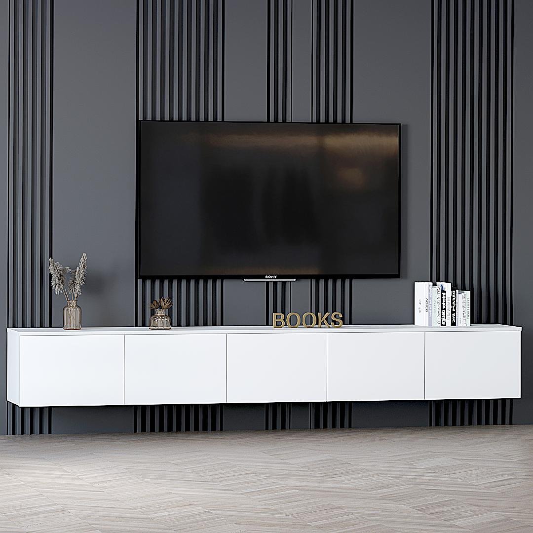 Тумба ТВ Бостон К-508 навесная 250x33x35 см Белый (01053) Тумба ТВ Бостон К-508 навесная 250x33x35 см Белый (01053)