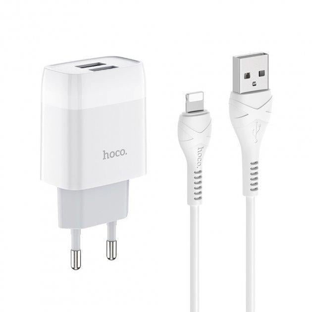 Зарядний пристрій мережевий Hoco блочек 2USB C73A з USB-кабелем Lightning 2в1 Білий (1858271429) Зарядний пристрій мережевий Hoco блочек 2USB C73A з USB-кабелем Lightning 2в1 Білий (1858271429)